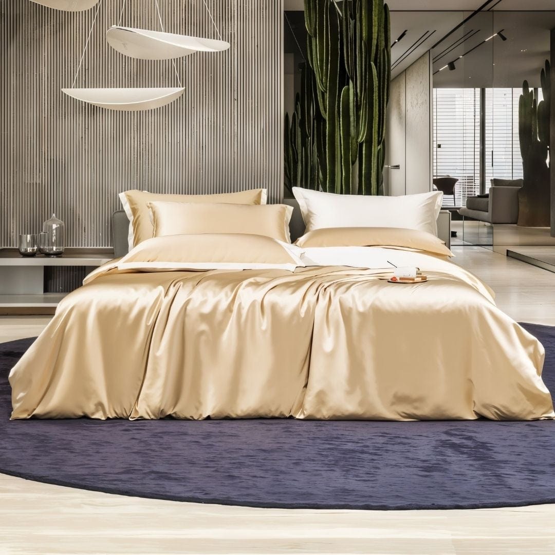 Premium Champagne Mulberry Silk Bedding Set