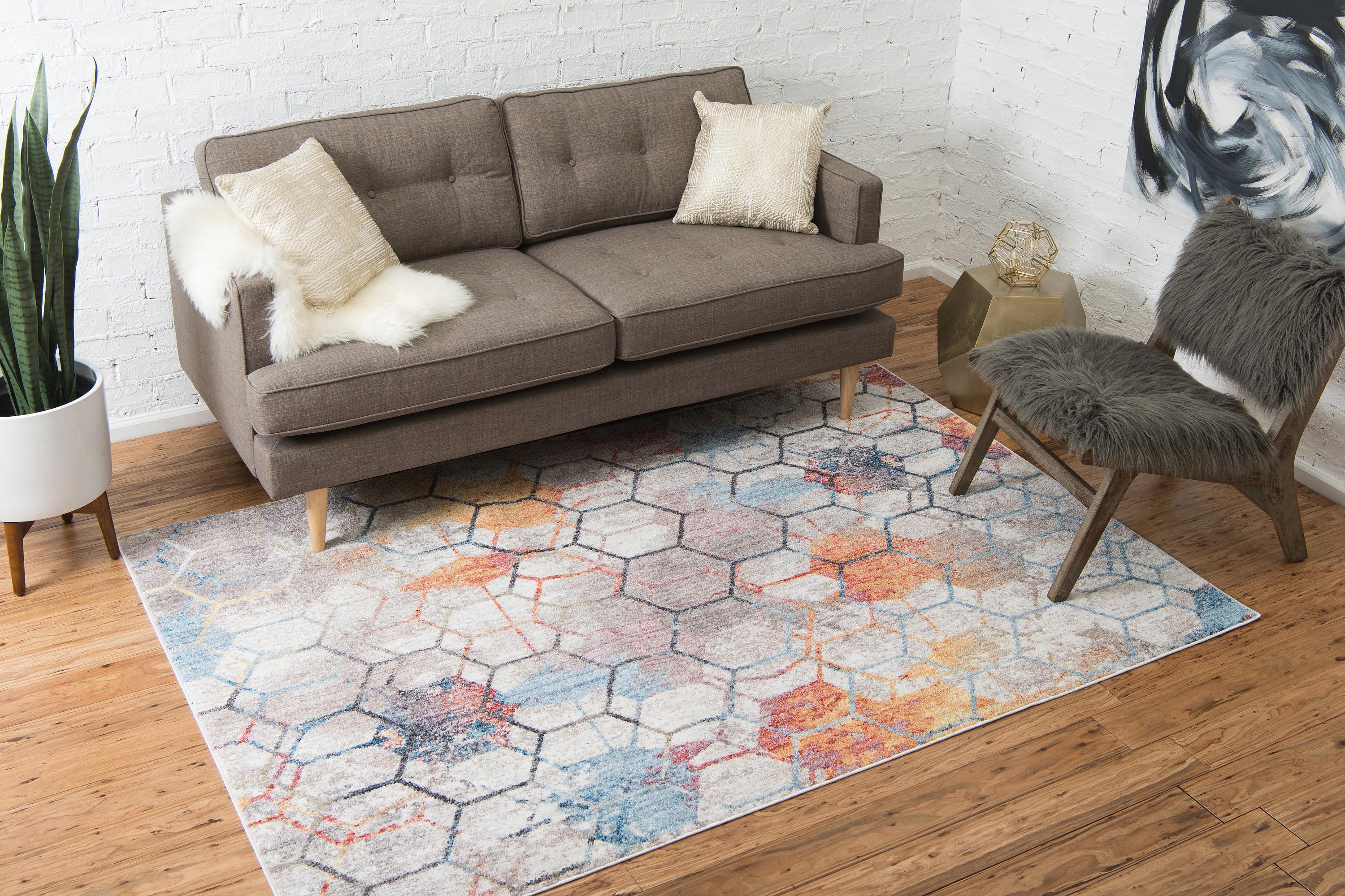 Reuben - Hexagon Pattern Color Blend Rug