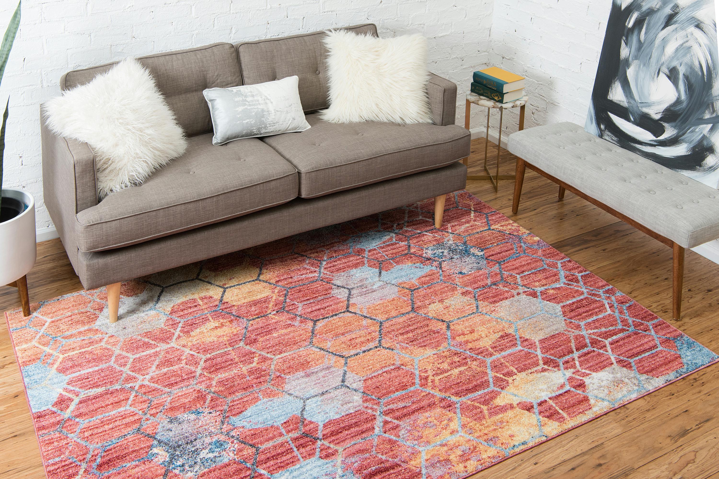 Reuben - Hexagon Pattern Color Blend Rug