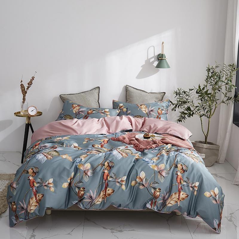 Blue-Gray Infinity Duvet Cover Set (Long-staple Sateen Cotton)