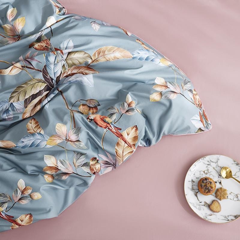 Blue-Gray Infinity Duvet Cover Set (Long-staple Sateen Cotton)