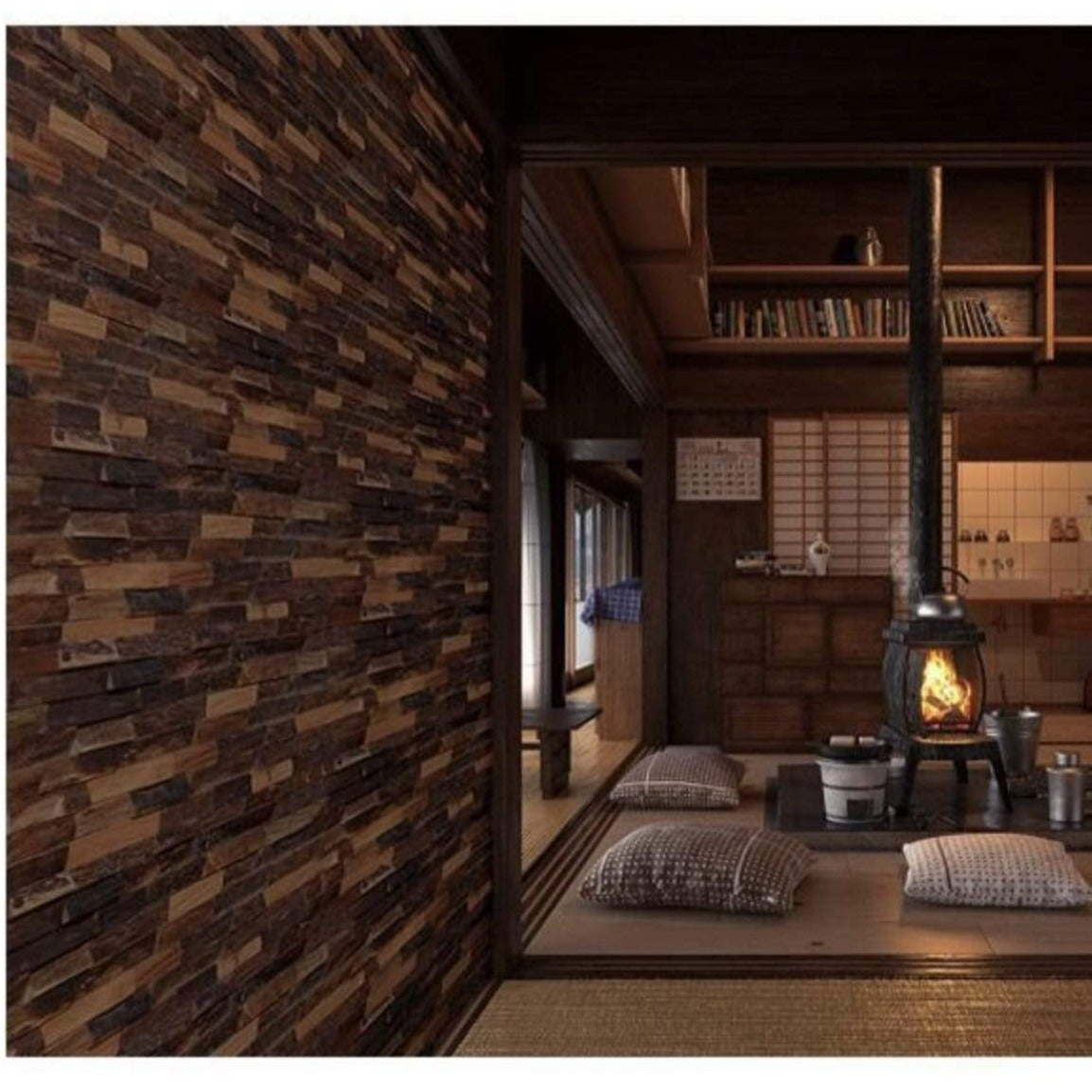 Haku 3D Wood Wall Panel - Brown/Grey Tones (Set of 4 or 12)