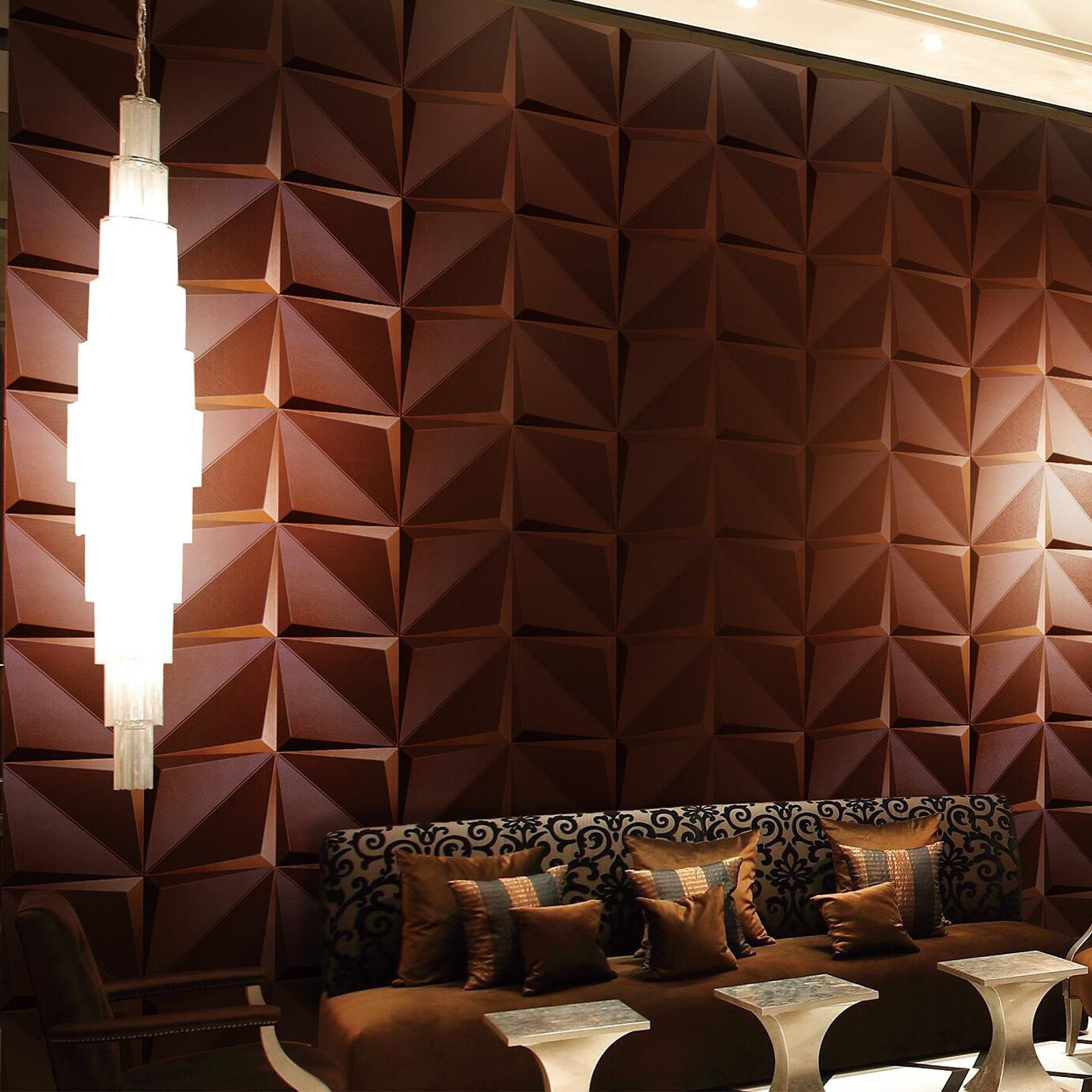 Leaves Square 3D Leather Wall Panel