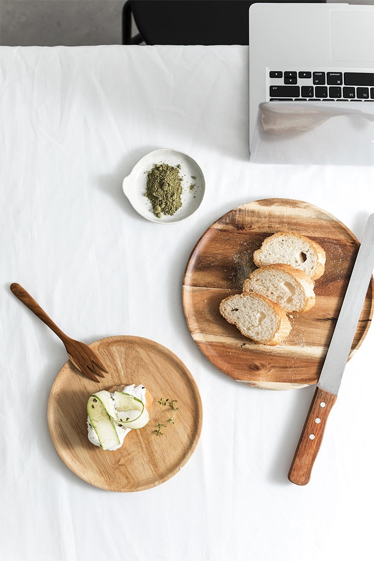 Handcrafted Solid Wood Dinner Plate