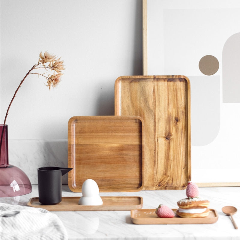 Handcrafted Solid Wood Rectangular Plater