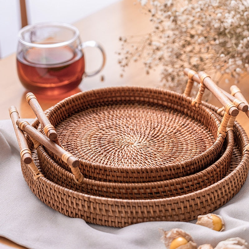 Handwoven Rattan Serving Tray