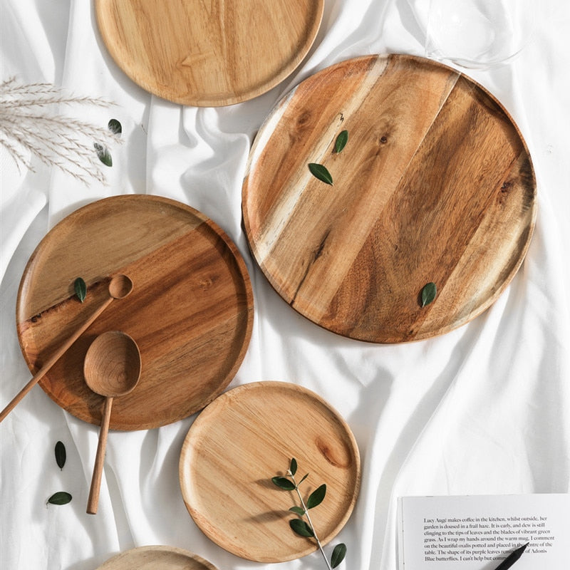 Handcrafted Solid Wood Dinner Plate