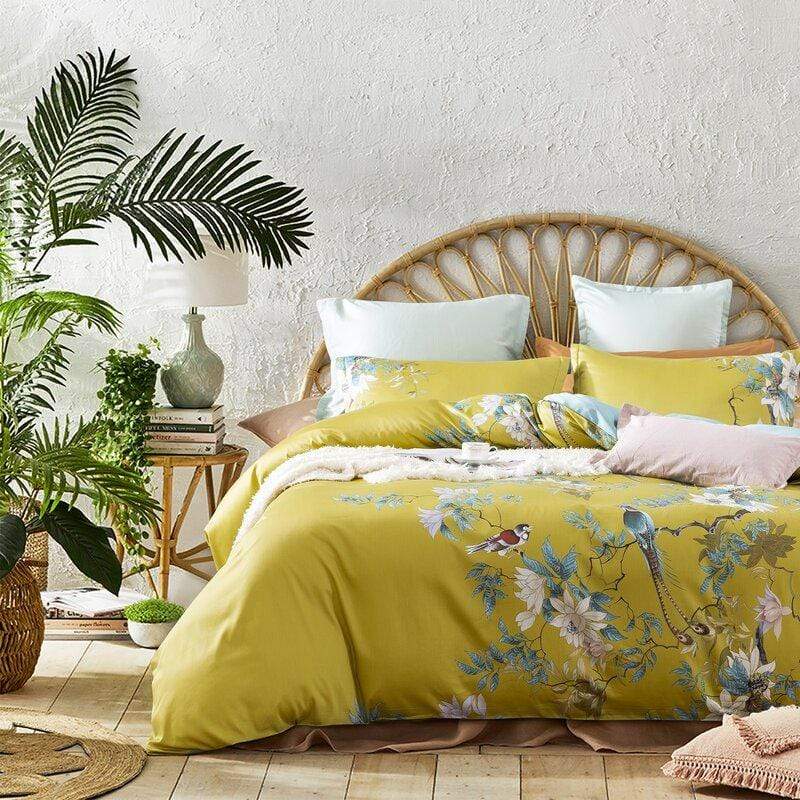 Tranquility Yellow Pillowcase Set (Long-staple Sateen Cotton)