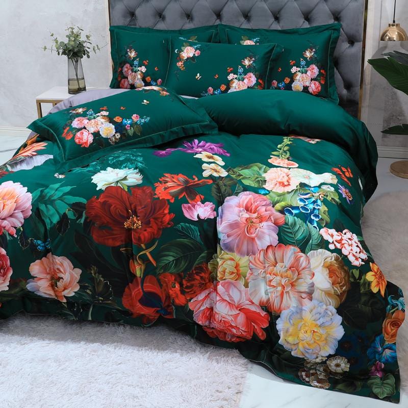 Emerald Green Duvet Cover Set (Long-staple Sateen Cotton)