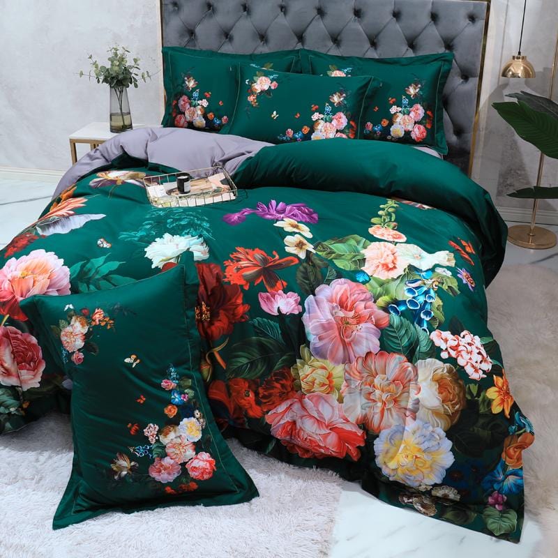 Emerald Green Duvet Cover Set (Long-staple Sateen Cotton)