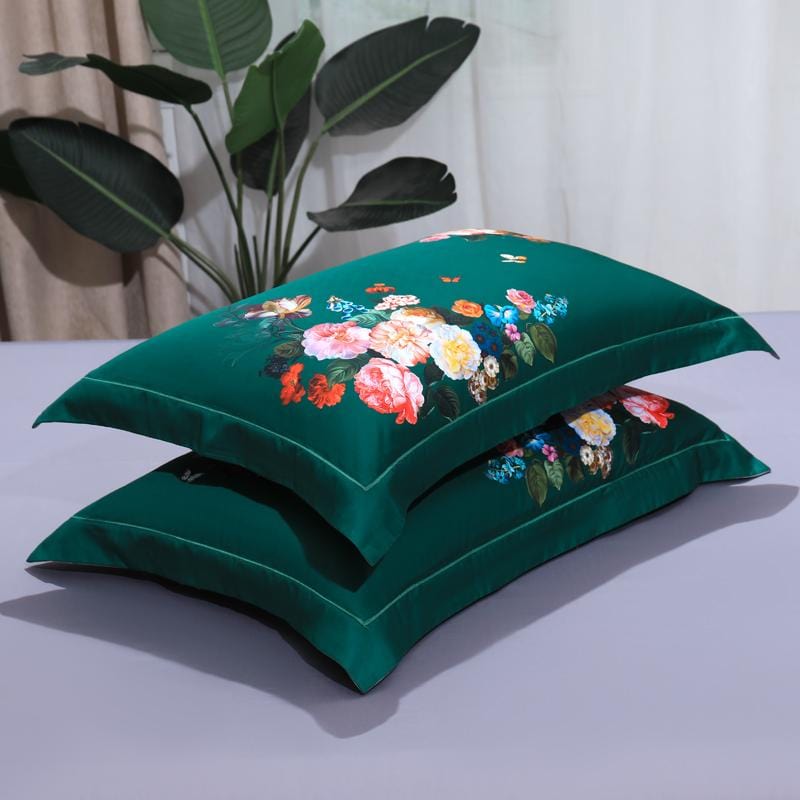 Emerald Green Duvet Cover Set (Long-staple Sateen Cotton)