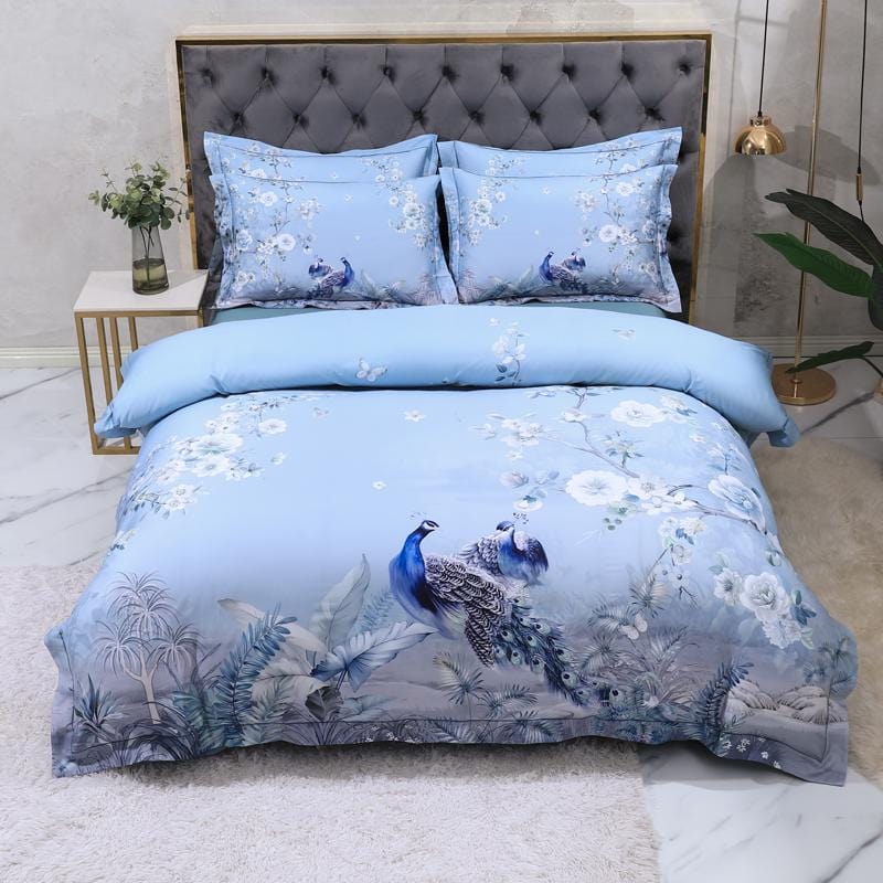 Blue Solaire Duvet Cover Set (Long-staple Sateen Cotton)