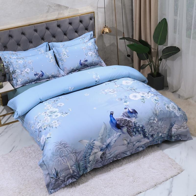 Blue Solaire Duvet Cover Set (Long-staple Sateen Cotton)
