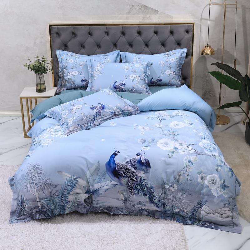 Blue Solaire Duvet Cover Set (Long-staple Sateen Cotton)