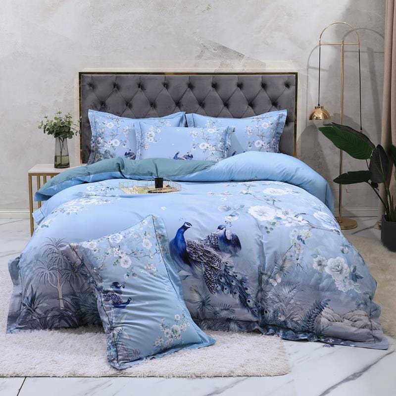 Blue Solaire Duvet Cover Set (Long-staple Sateen Cotton)
