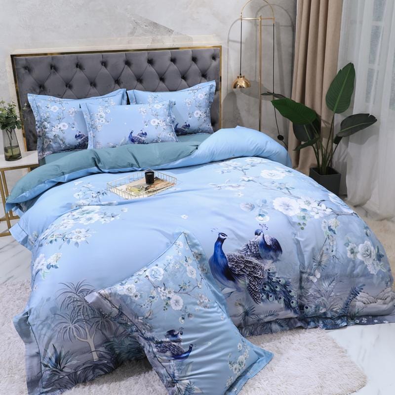 Blue Solaire Duvet Cover Set (Long-staple Sateen Cotton)