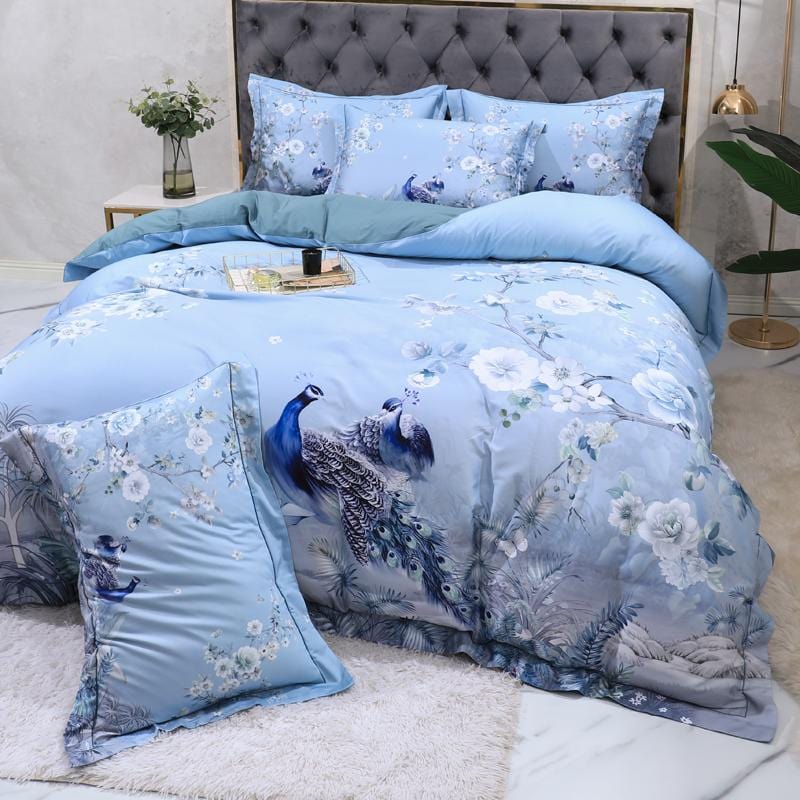 Blue Solaire Duvet Cover Set (Long-staple Sateen Cotton)
