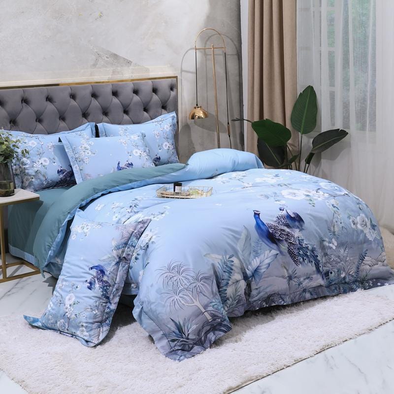 Blue Solaire Duvet Cover Set (Long-staple Sateen Cotton)