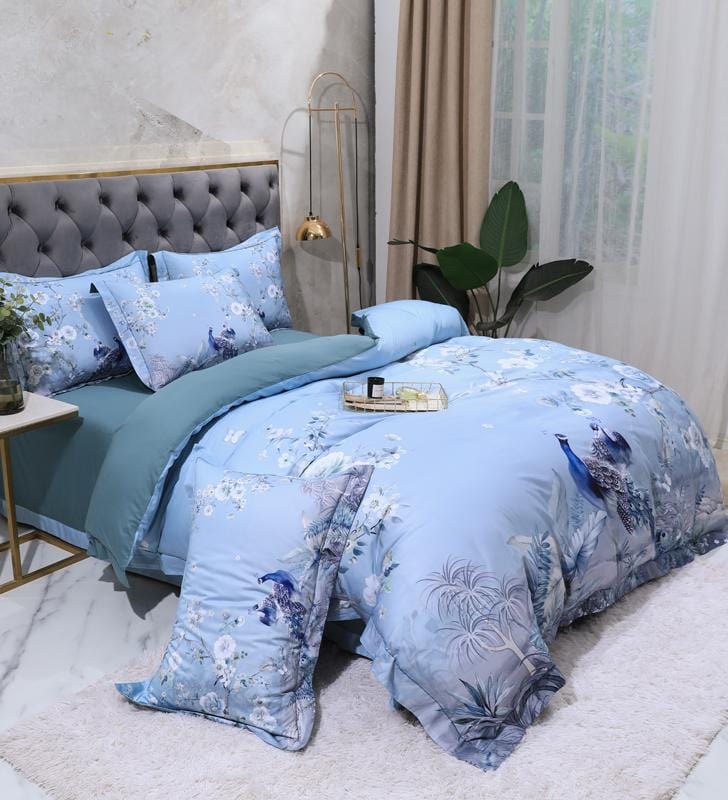 Blue Solaire Duvet Cover Set (Long-staple Sateen Cotton)
