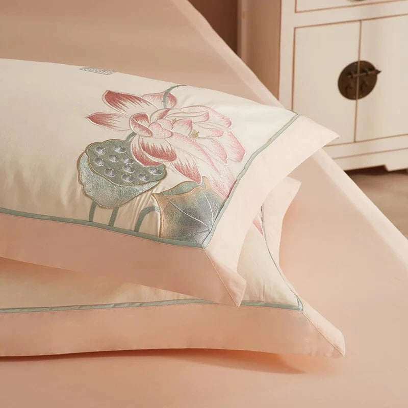 Lotus Pink Duvet Cover Set (Long-Staple Sateen Cotton)