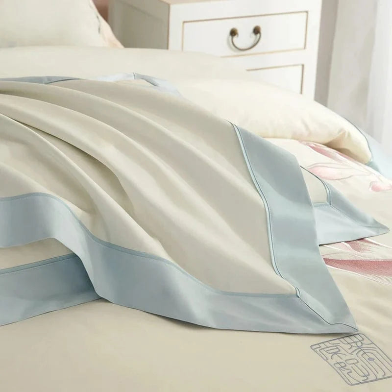 Lotus Blue Duvet Cover Set (Long-Staple Sateen Cotton)