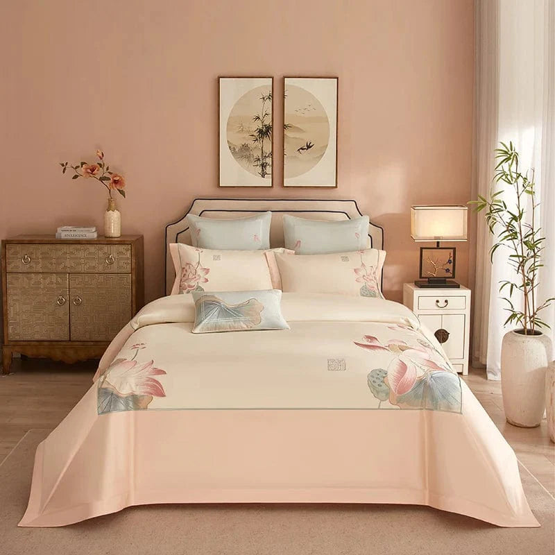 Lotus Pink Duvet Cover Set (Long-Staple Sateen Cotton)
