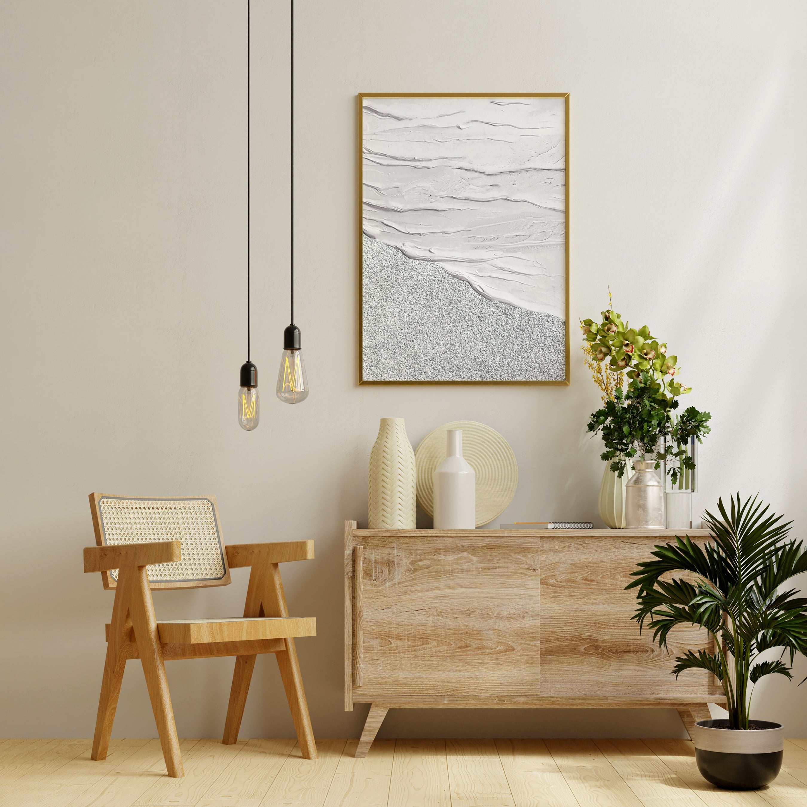 Seawaves Painting Textured Minimalist Abstract Wall Art