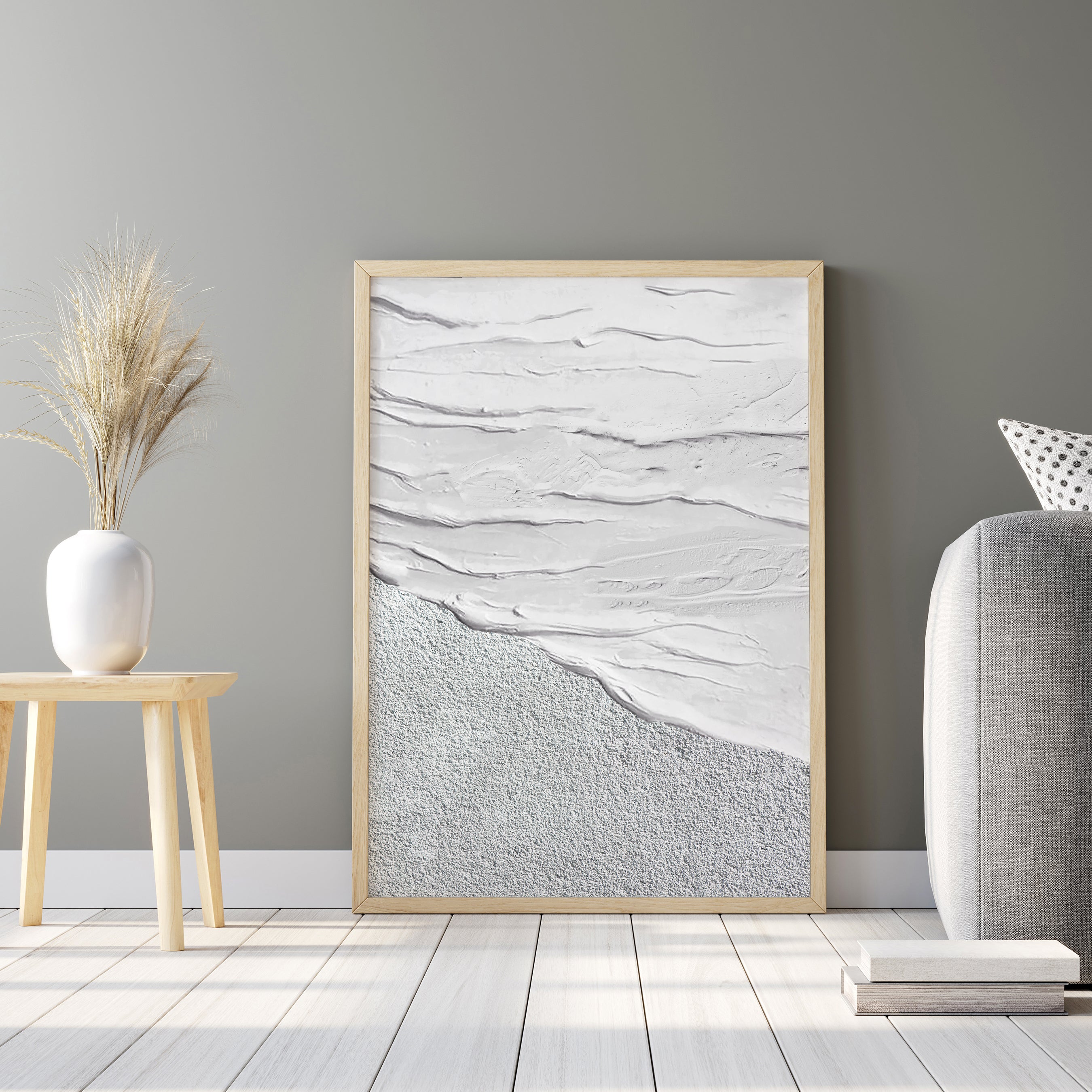 Seawaves Painting Textured Minimalist Abstract Wall Art