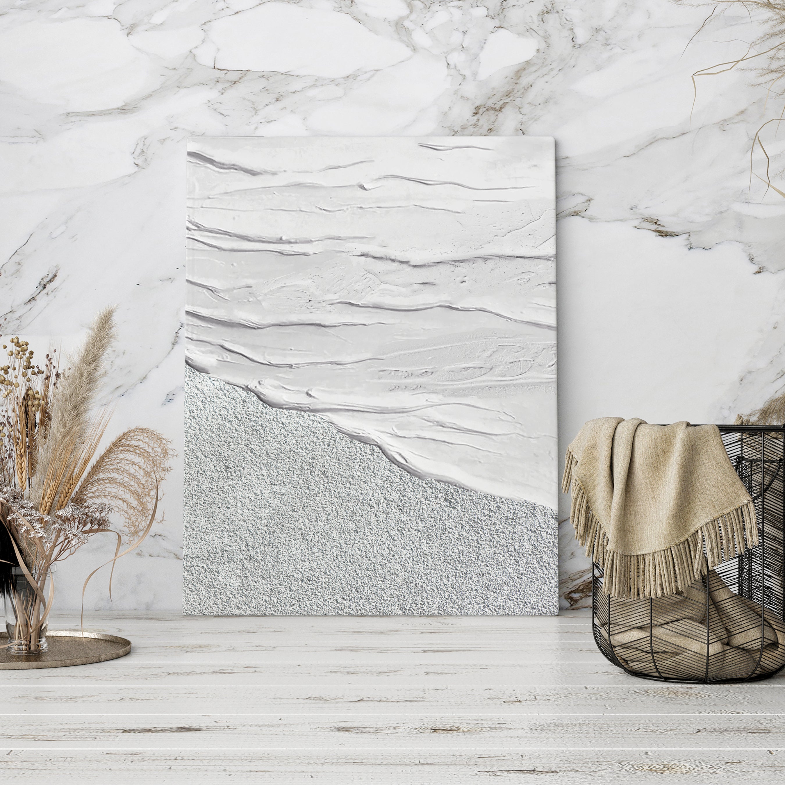 Seawaves Painting Textured Minimalist Abstract Wall Art