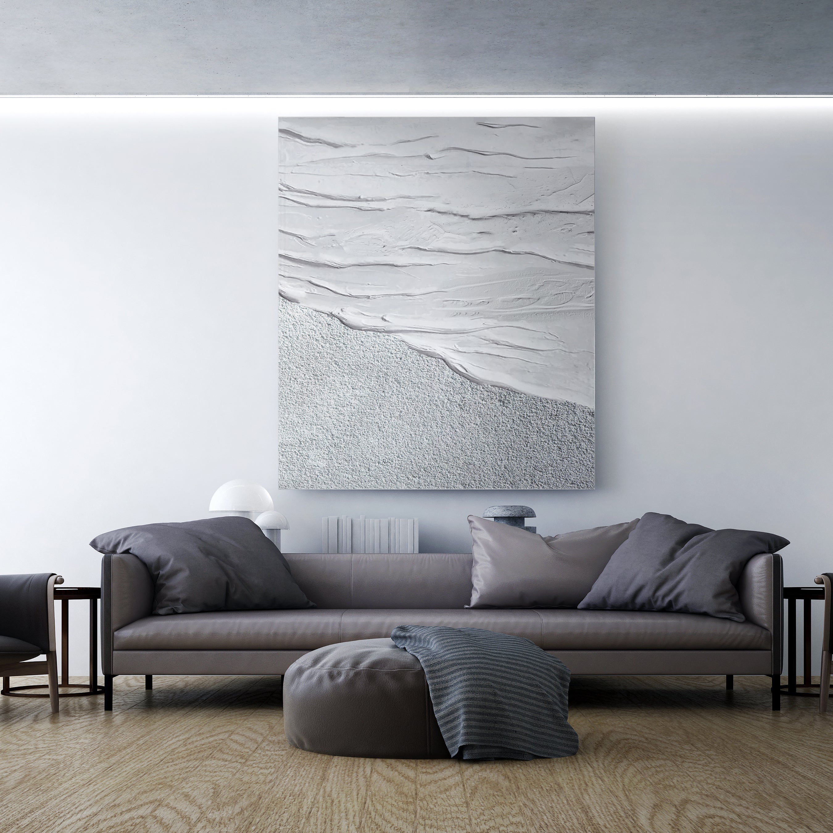 Seawaves Painting Textured Minimalist Abstract Wall Art