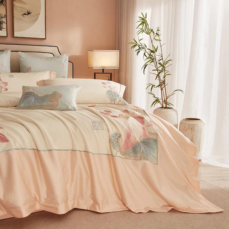 Lotus Pink Duvet Cover Set (Long-Staple Sateen Cotton)