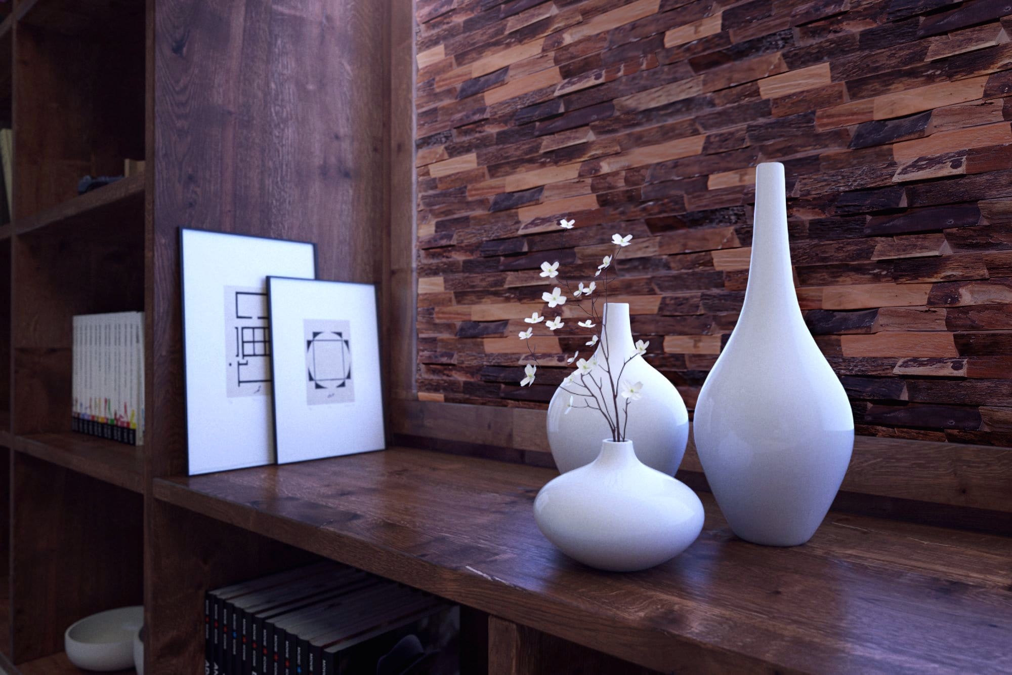Haku 3D Wood Wall Panel - Brown/Grey Tones (Set of 4 or 12)