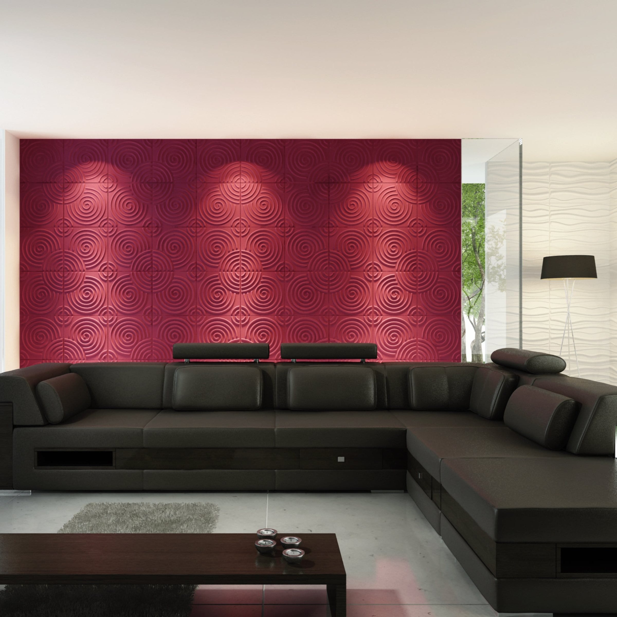 Hypnotized Square 3D Leather Wall Panel