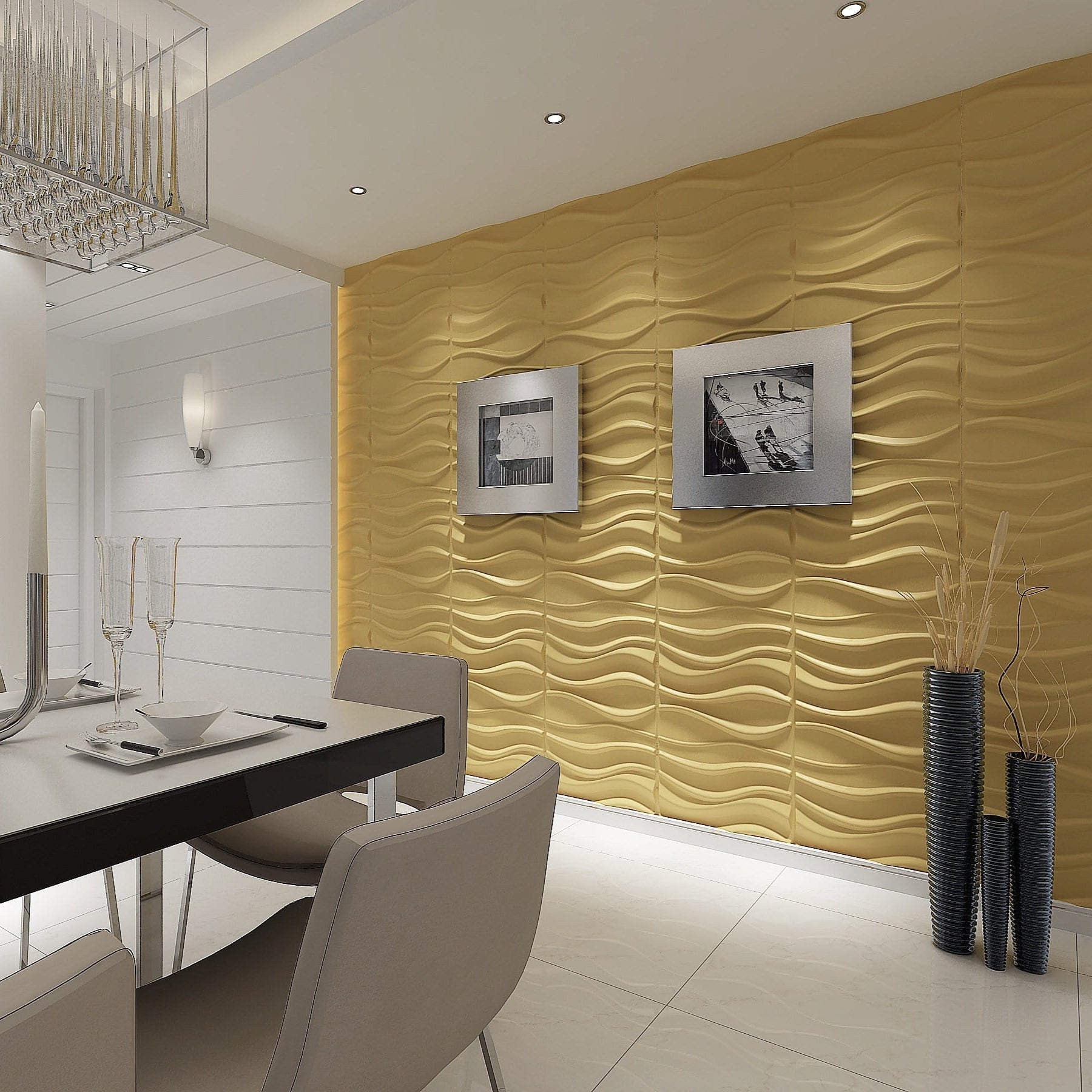 River Square 3D Leather Wall Panel