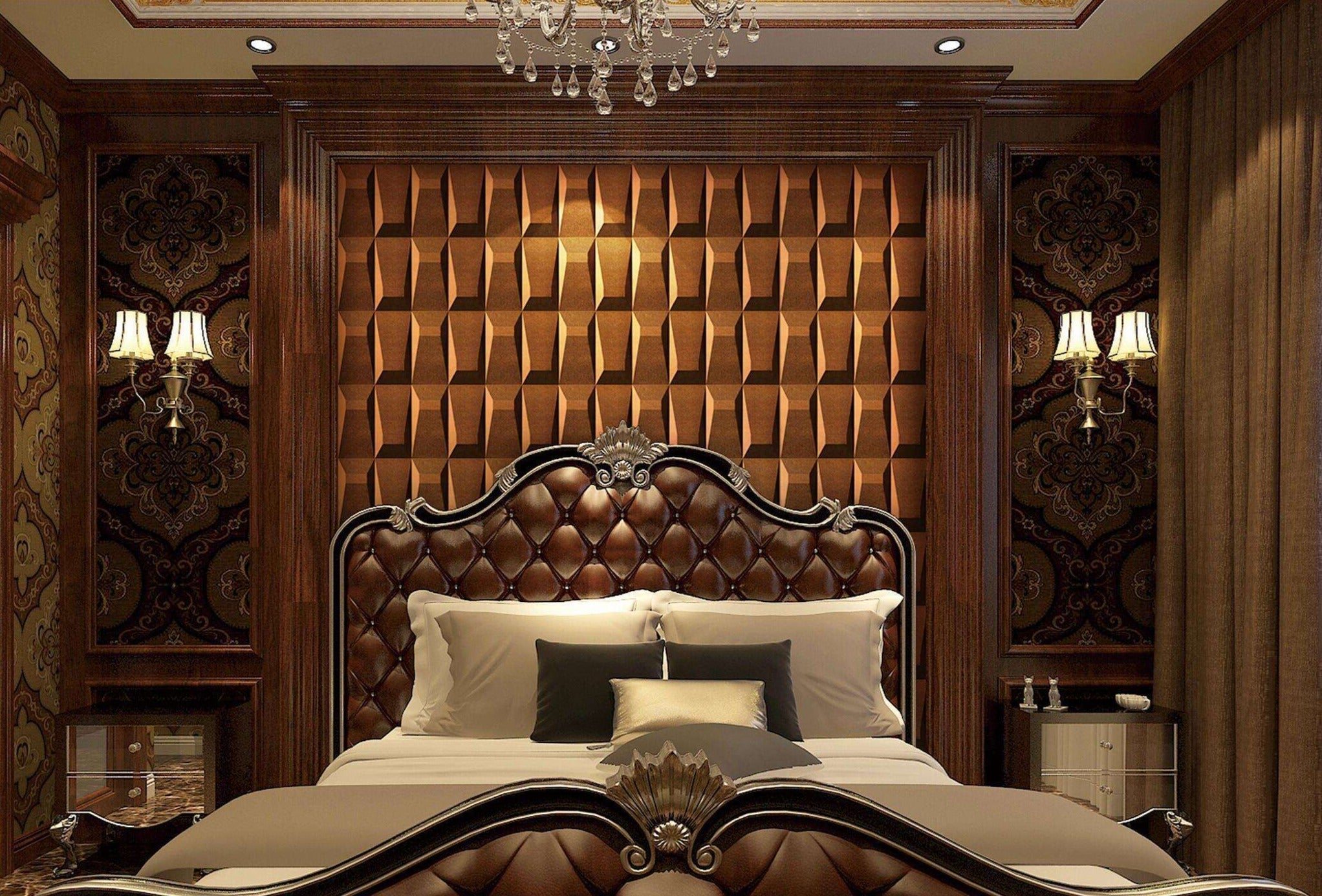 Long Tile Square 3D Leather Wall Panel