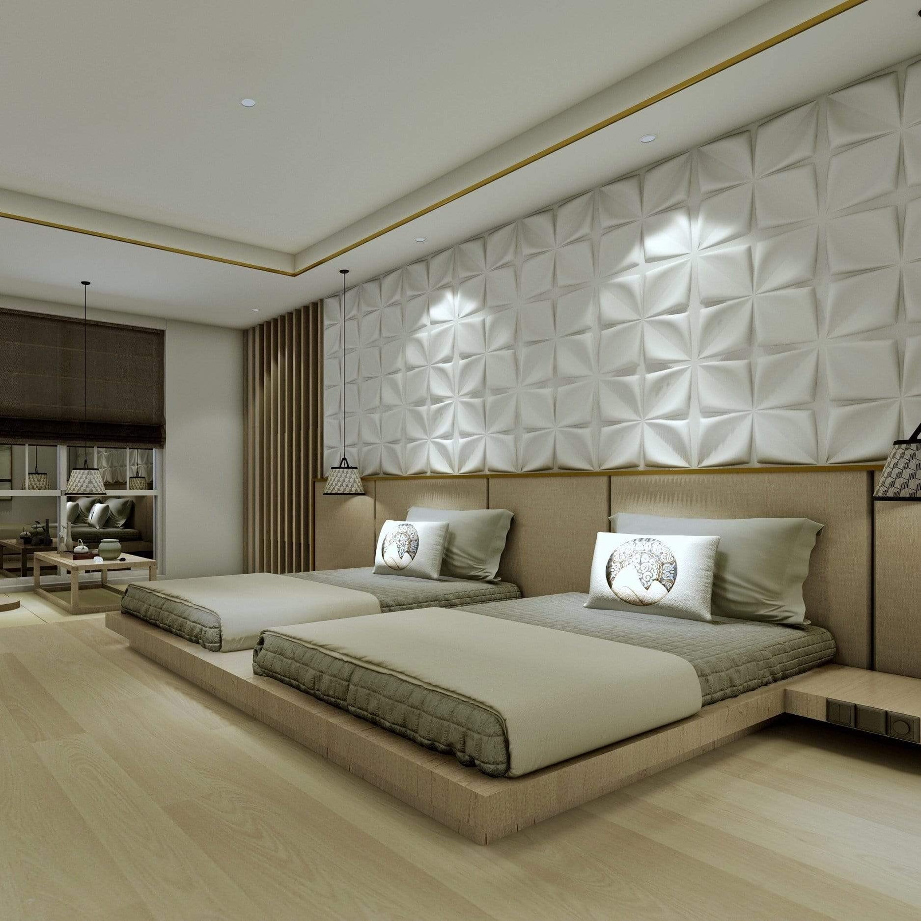 Floral Square 3D Leather Wall Panel