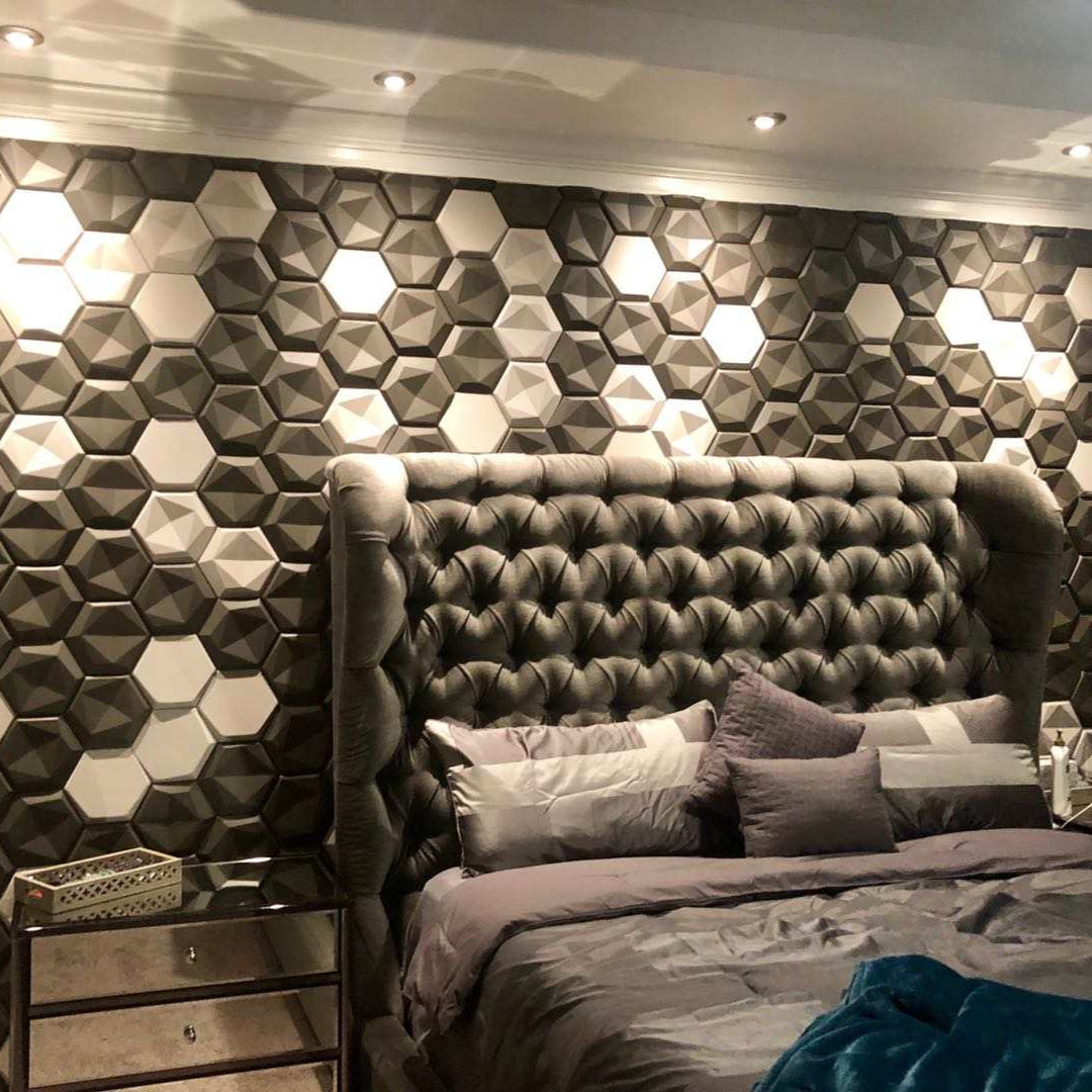 Inverted Hexagon 3D Leather Wall Panel