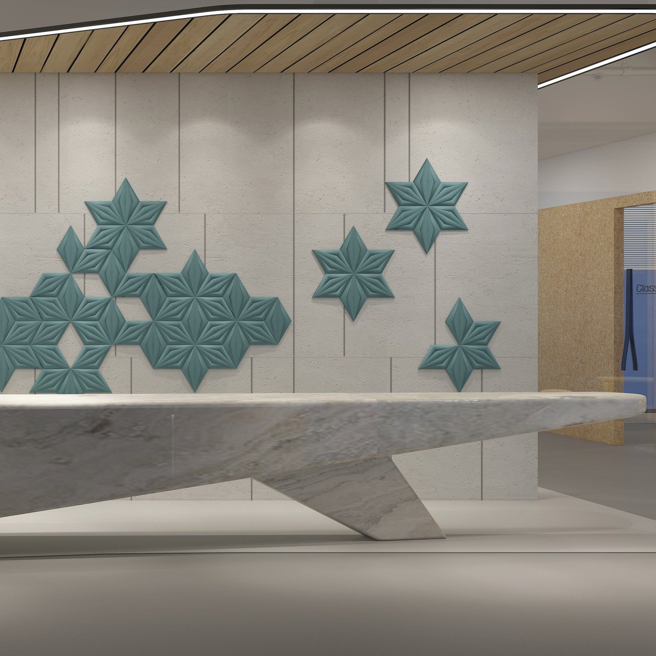 Star Flower Geometric 3D Leather Wall Panel