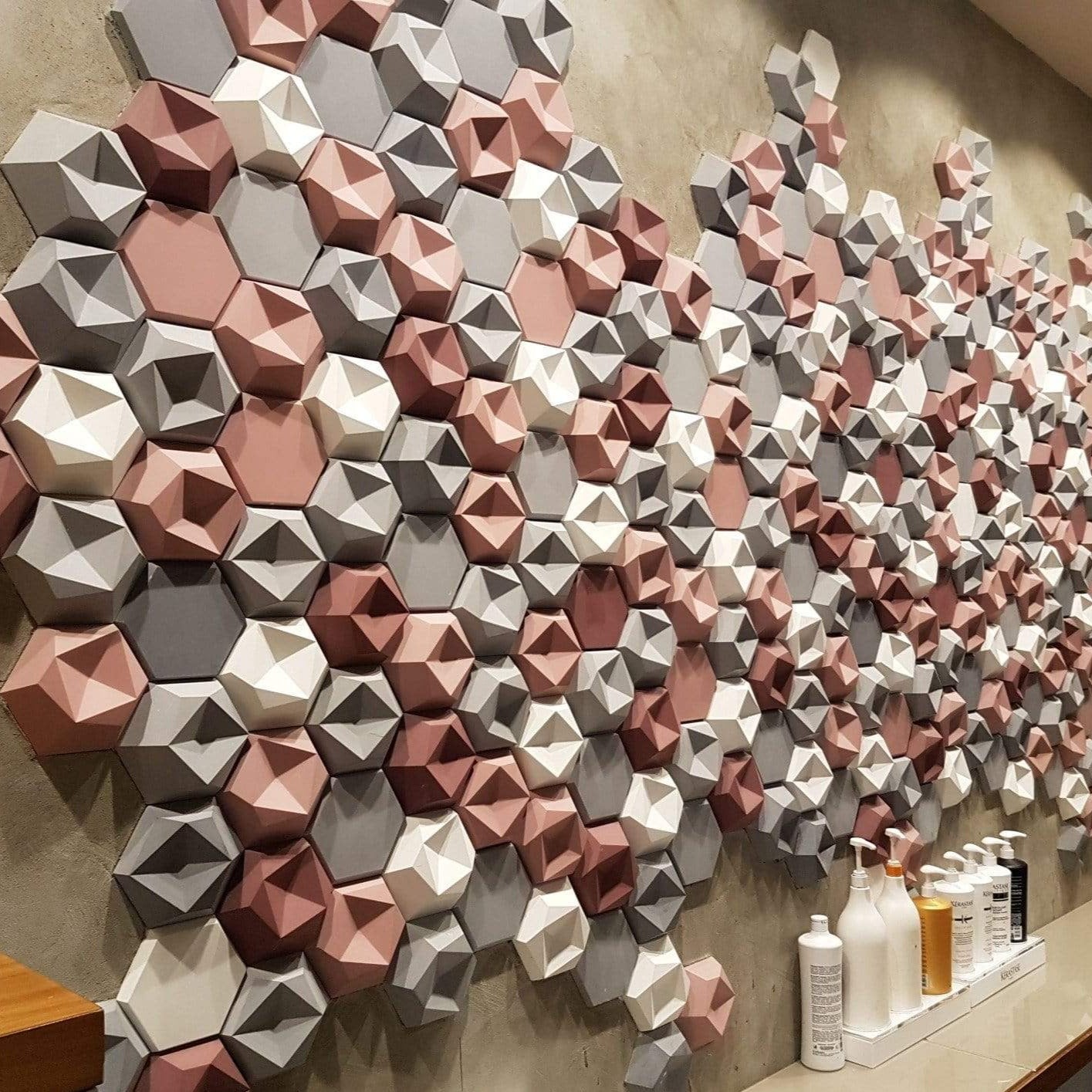 Inverted Hexagon 3D Leather Wall Panel