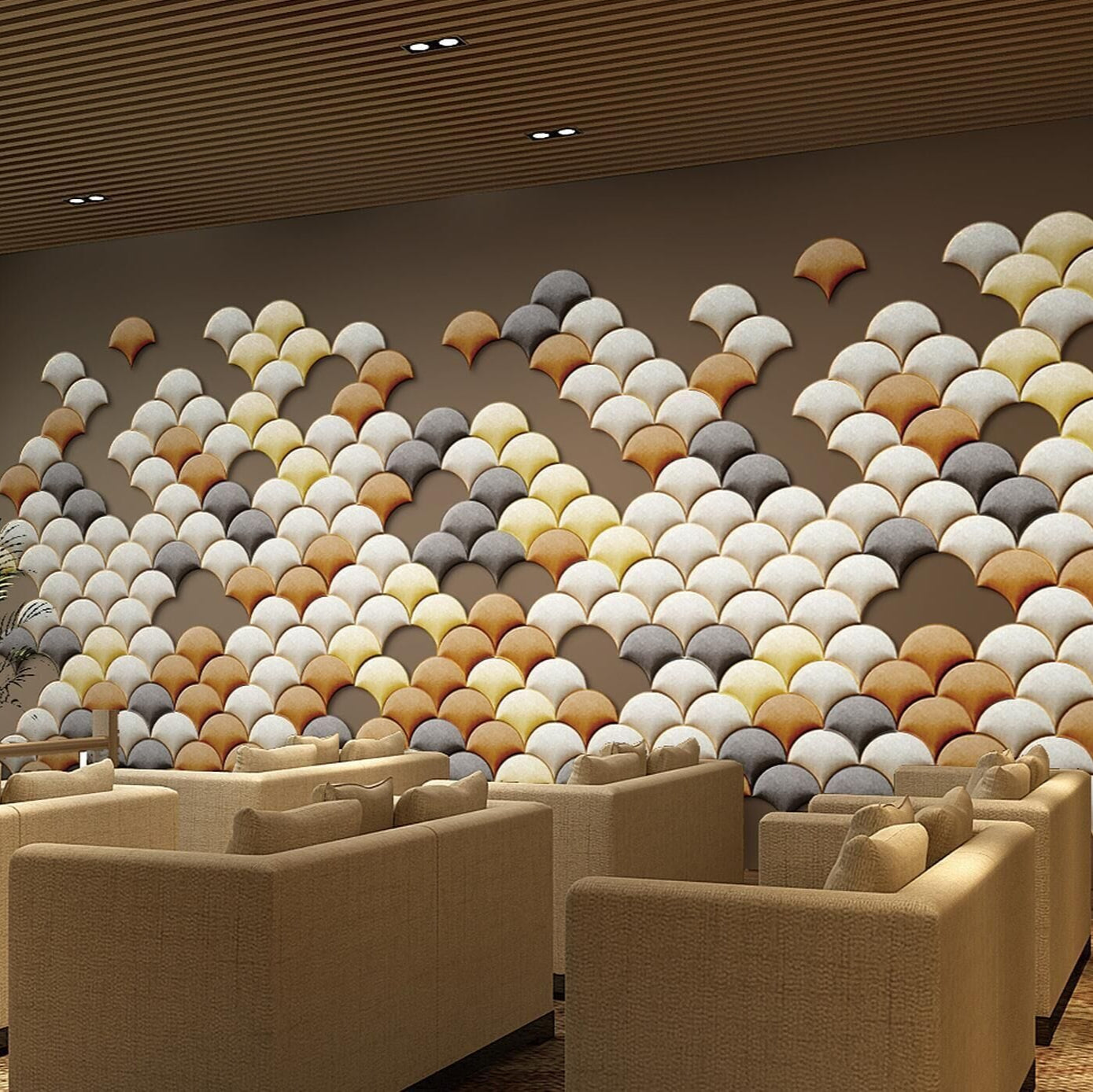 Mermaid Scales Geometric 3D Leather Wall Panel