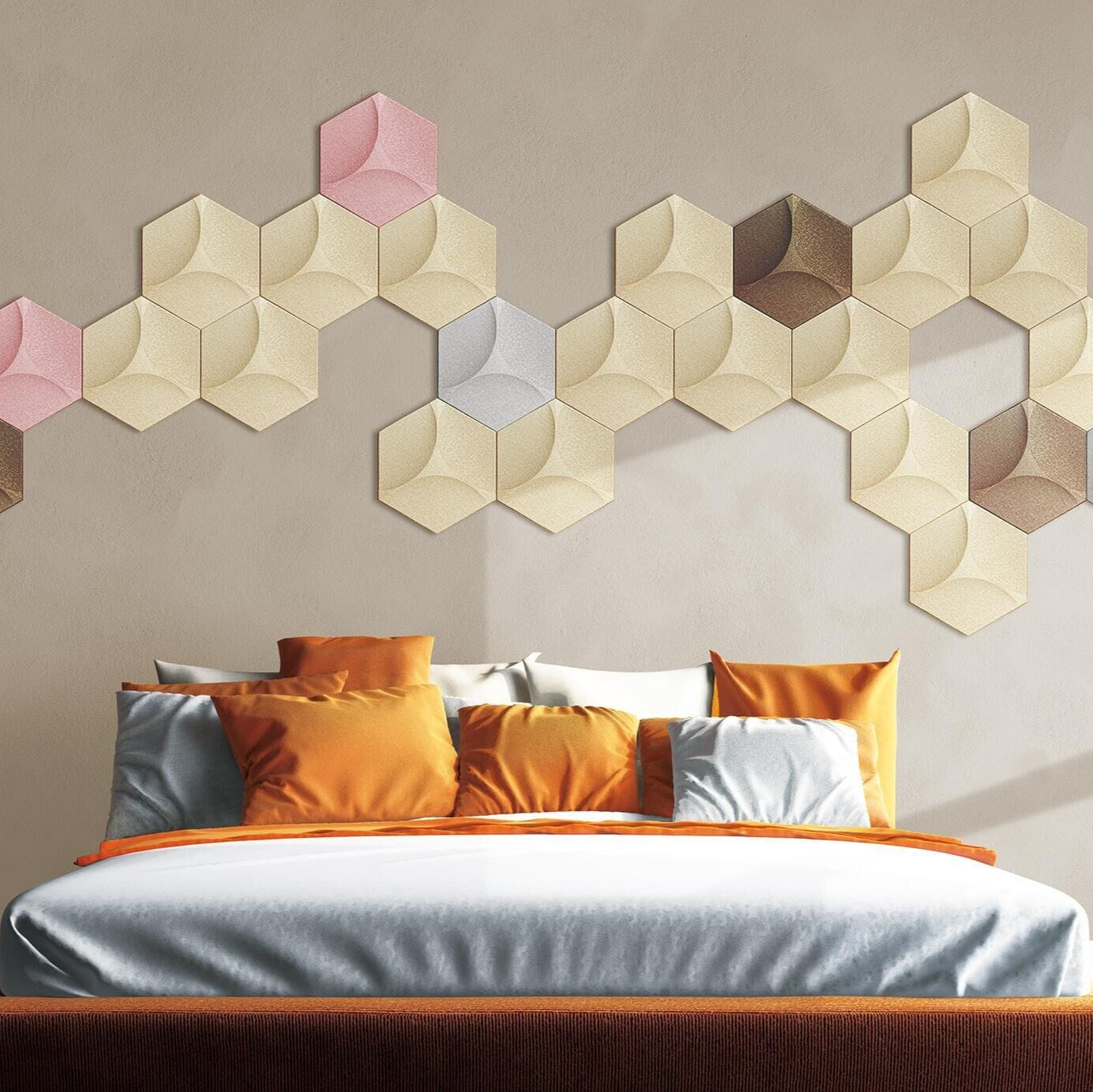 Cubed Hexagon 3D Leather Wall Panel