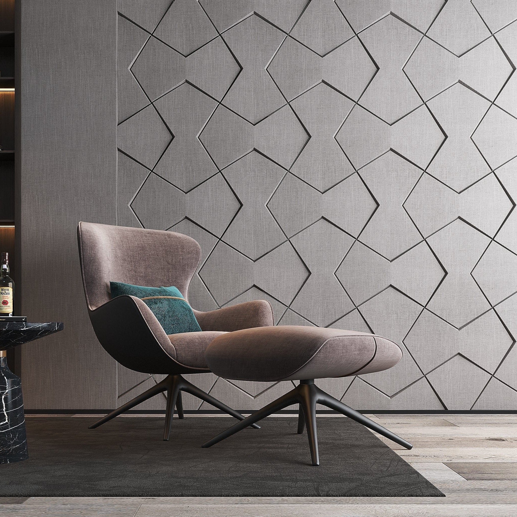 Bowtie Geometric 3D Leather Wall Panel
