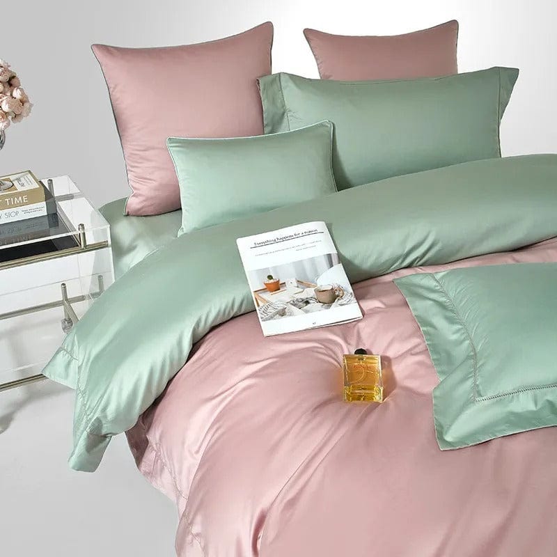 Dream Sage Blush Duvet Cover Set (Long-staple Sateen Cotton)