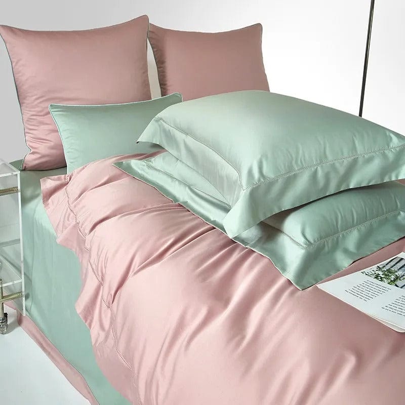 Dream Sage Blush Duvet Cover Set (Long-staple Sateen Cotton)