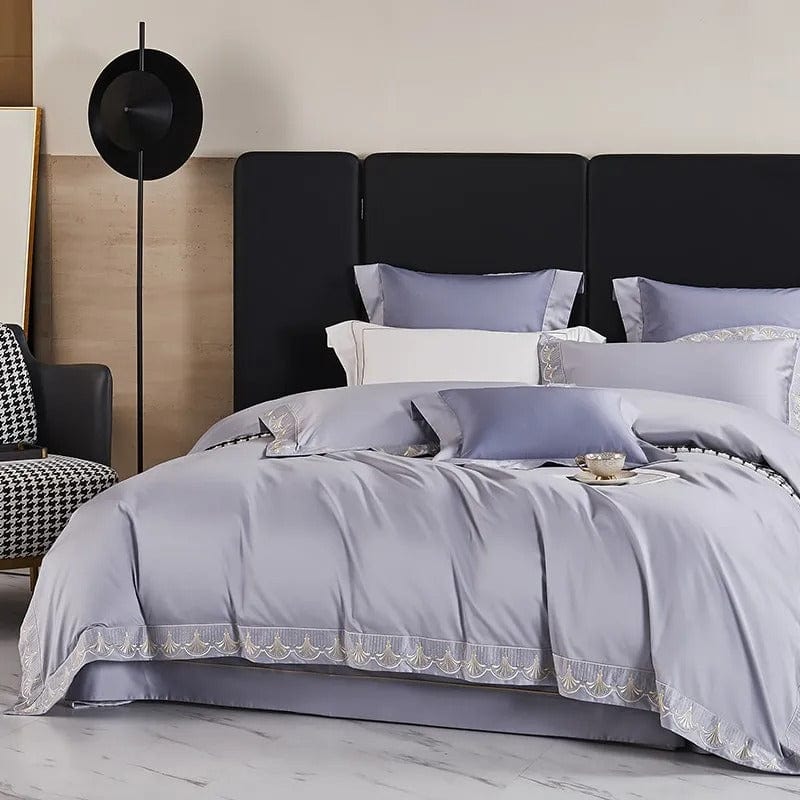 Luxxe Grey Duvet Cover Set (Long-Staple Sateen Cotton)