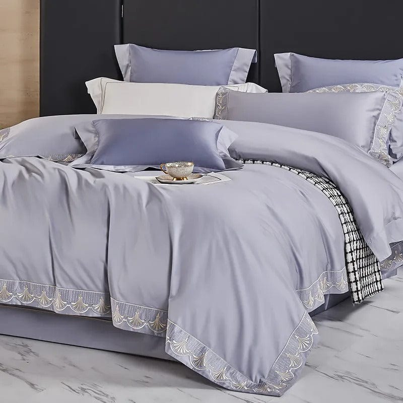 Luxxe Grey Duvet Cover Set (Long-Staple Sateen Cotton)