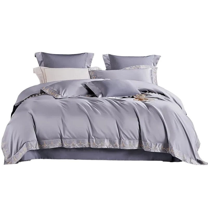 Luxxe Grey Duvet Cover Set (Long-Staple Sateen Cotton)