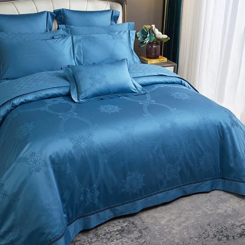 Elegance Blue Duvet Cover Set (Long-Staple Sateen Cotton)