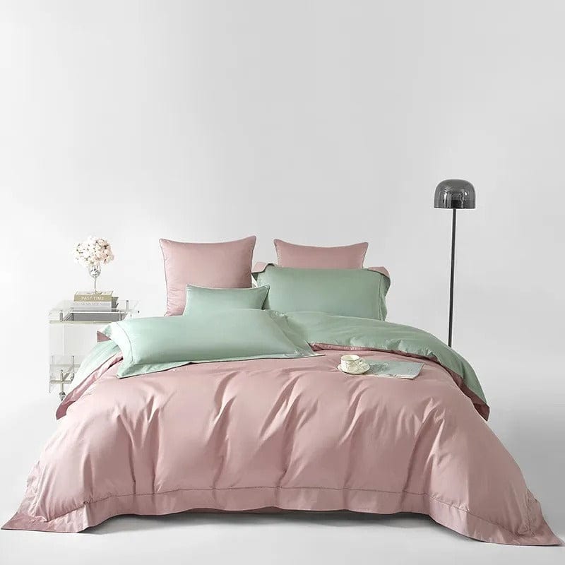 Dream Sage Blush Duvet Cover Set (Long-staple Sateen Cotton)
