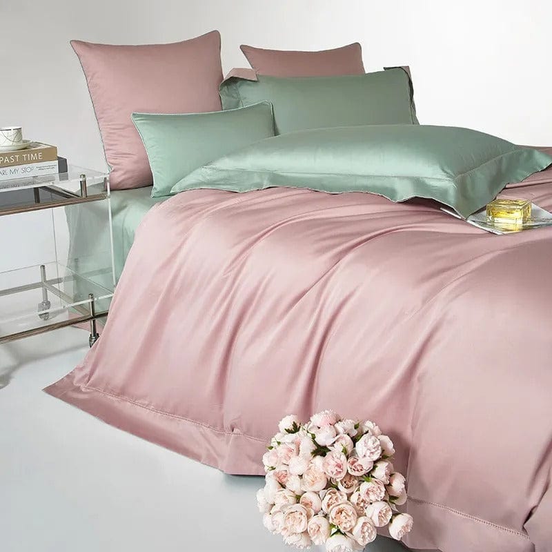 Dream Sage Blush Duvet Cover Set (Long-staple Sateen Cotton)